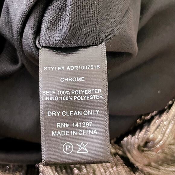 Floret Studios Gathered Ruffle One Shoulder Dress Metallic Silver Beyonce S NWT - Picture 10 of 12